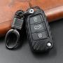 M.JVisun Soft Silicone Rubber Carbon Fiber Texture Case for Audi Flip Car Remote Key Fob Cover for Audi A1 A3 A4 A6 A8 Quattro Q2 Q3 Q7 R8 RS3 RS6 S3 S6 TT TTS Remote Key - Black - Weave Keychain