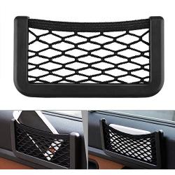 Car Storage Organizer, DSSKY 2-Pack Universal Car String Bag Car Seat Side Storage, 7.9 X 3.2 Net Bag Mesh Pocket Organizer Stick-on for Purse Bag Phone