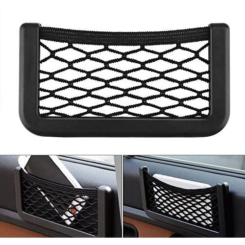 Car Storage Organizer, DSSKY 2-Pack Universal Car String Bag Car Seat Side Storage, 7.9 X 3.2 Net Bag Mesh Pocket Organizer Stick-on for Purse Bag Phone