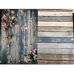 2 Pieces Pack Double Sided Background 4 Patterns Blooming Flowers on Weathered Blue Grunge Wood Grainy Background for Jewelry Shops Photos Cake Food Photography PoshMark Items Online Seller Backdrop