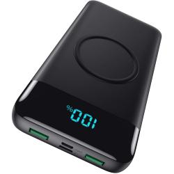 Wireless Portable Charger 30,800mAh 15W Wireless Charging 25W PD QC4.0 Fast Charging Smart LED Display USB-C Power Bank, 4 Output & 2 Input External Battery Pack Compatible with iPhone, Samsung, iPad